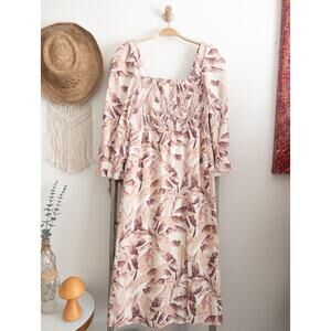 House of Harlow 1960 Linen Palm Print Dress